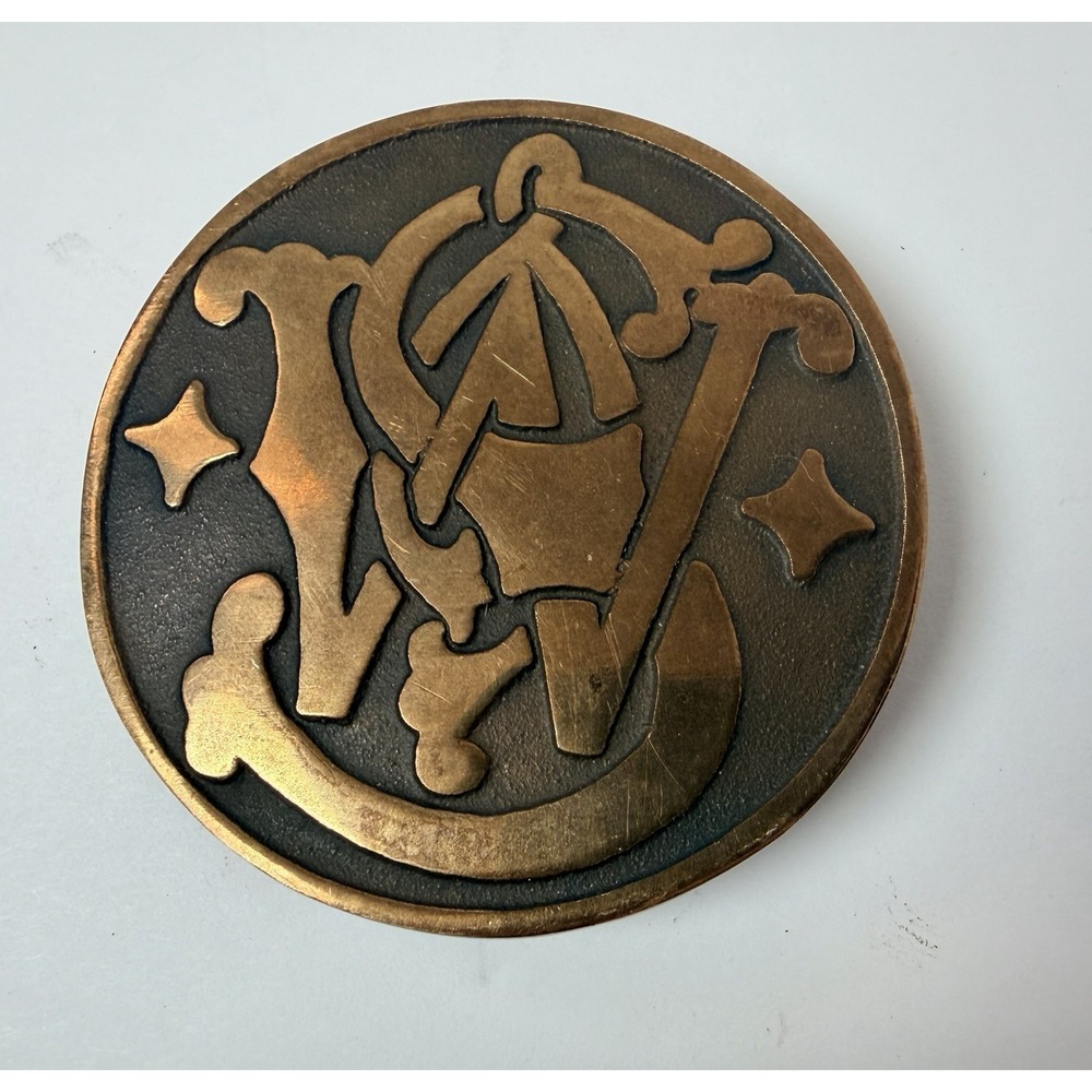UB Smith and Wesson Guns Solid Bronze Belt Buckle Vintage